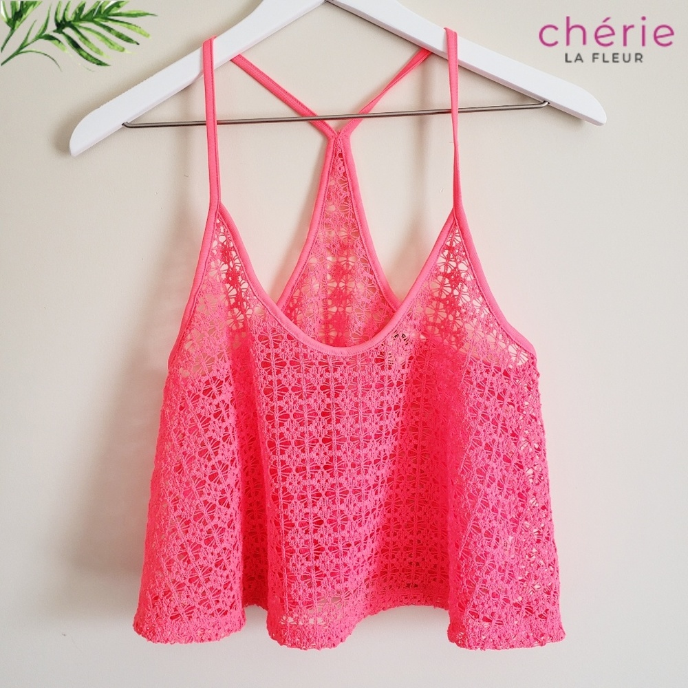 5 for $25 | PINK VS | Neon Mesh Crop Tank XS/S